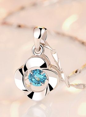 S999足银四叶草项链 女锁骨链 国潮网红时尚幸福四叶草灵动吊坠