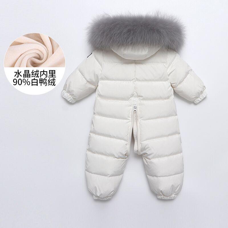婴儿连体羽绒服男宝宝冬季外出哈衣女婴幼儿羽绒抱抱爬服套装加厚