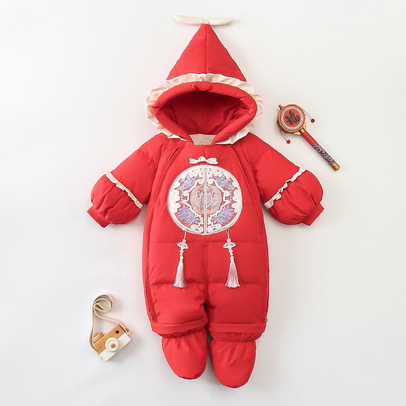 宝宝羽绒服连体衣冬季外出服防风包脚婴儿衣新生儿抱衣鸭绒加厚