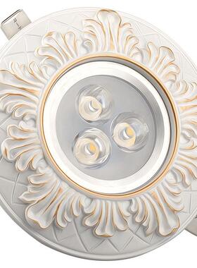 3色变光欧式LED射灯COB筒灯3W5W7W天花灯过道复古玄关灯个性田园