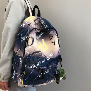 混的人书包男渐变帅气潮酷三到六年级初中高中生百搭大容量双肩包