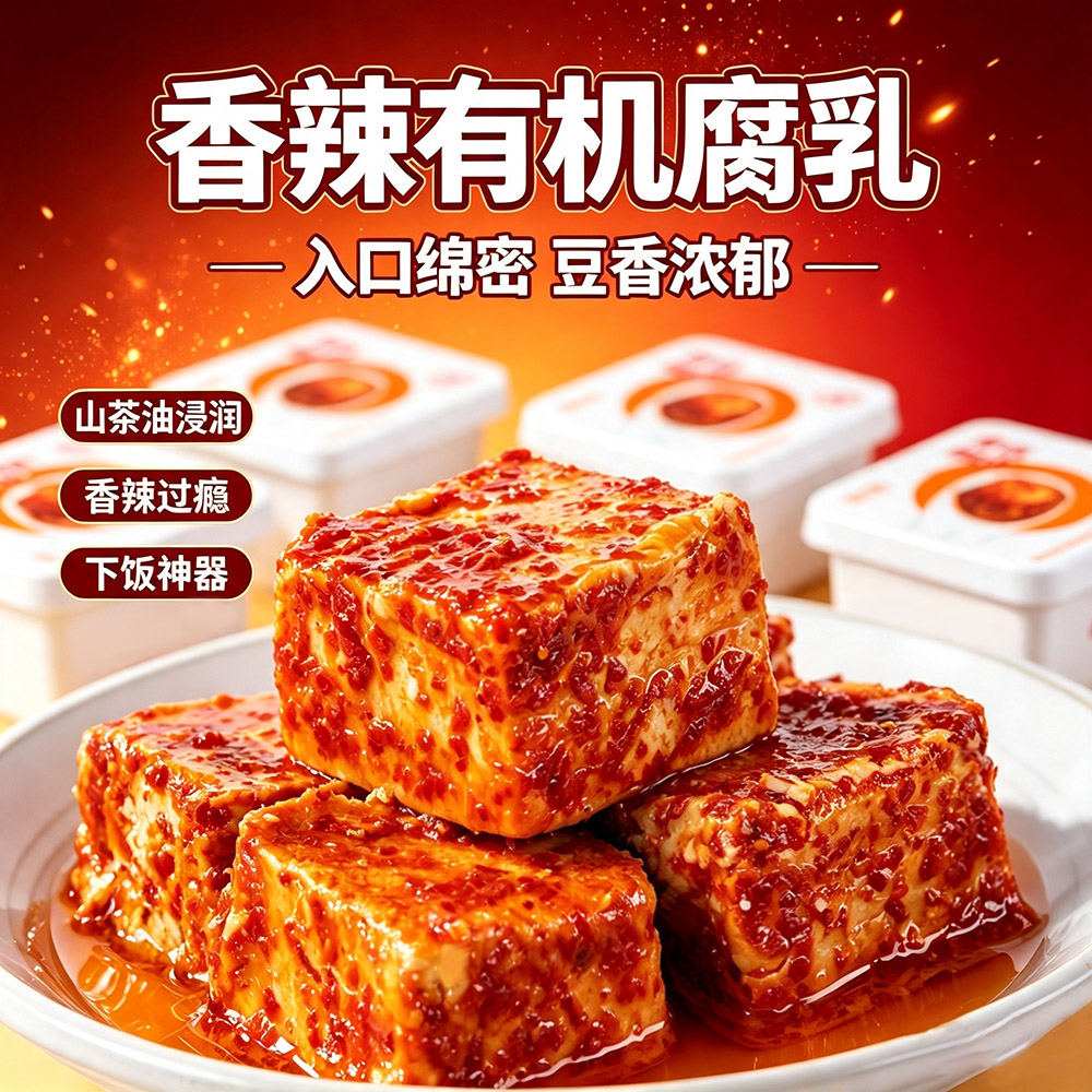 必洽有机腐乳农家湖南霉豆腐香辣土特产下饭菜红方豆腐乳200g微辣