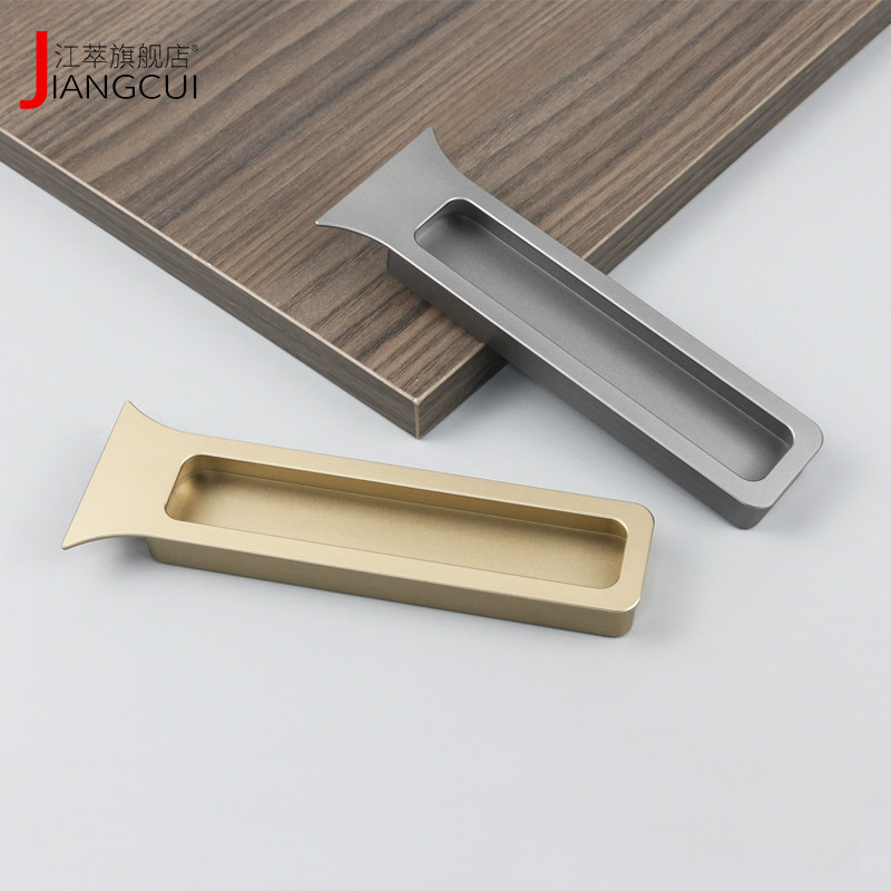 嵌入式开槽u型鞋柜橱柜衣柜酒柜推拉门极简把手抽屉隐形暗门拉手