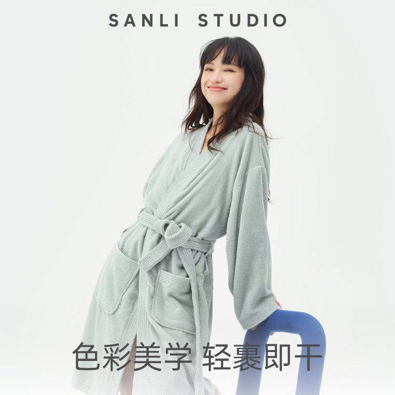 三利颜究所浴袍毛巾吸水速干纯棉薄款浴衣酒店女夏男长款浴巾睡袍,居家布艺,浴裙/浴袍/浴衣,淘宝优惠券,粉丝福利购,淘宝优惠卷