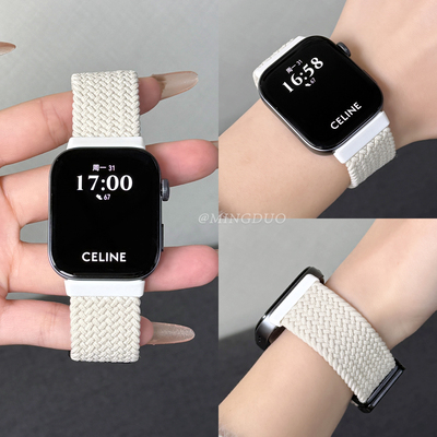 鸣铎新款一体式编织尼龙磁吸表带