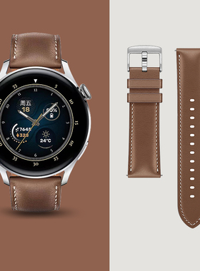 适用华为手表watch3表带gt3通用watch3pro真皮手表链男款gt2活力牛皮gt新款46/22MM高级运动配件替换带非原装