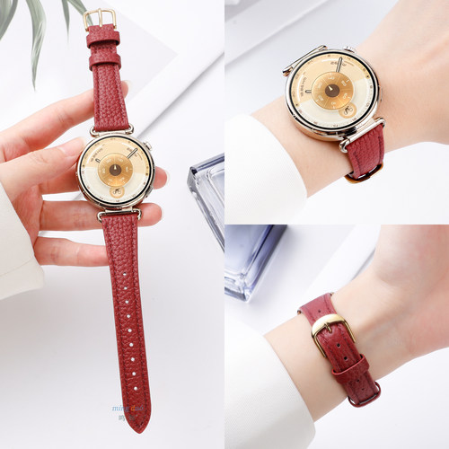 适用华为手表gt6/5表带真皮红色