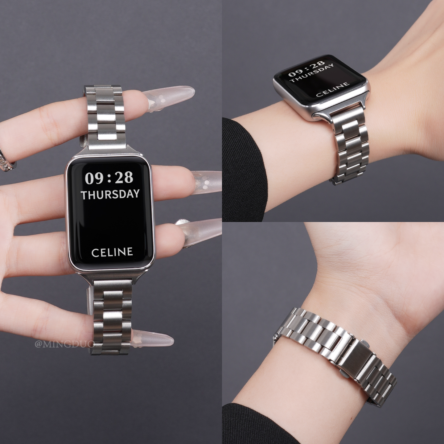 适用小米手环9/8pro三株金属钢带