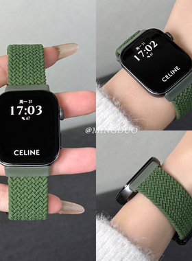 适用华为fit3表带手表watchfit4pro新款编织尼龙磁吸扣三四代夏天腕带森系风智能运动男女生小众橄榄绿替换带