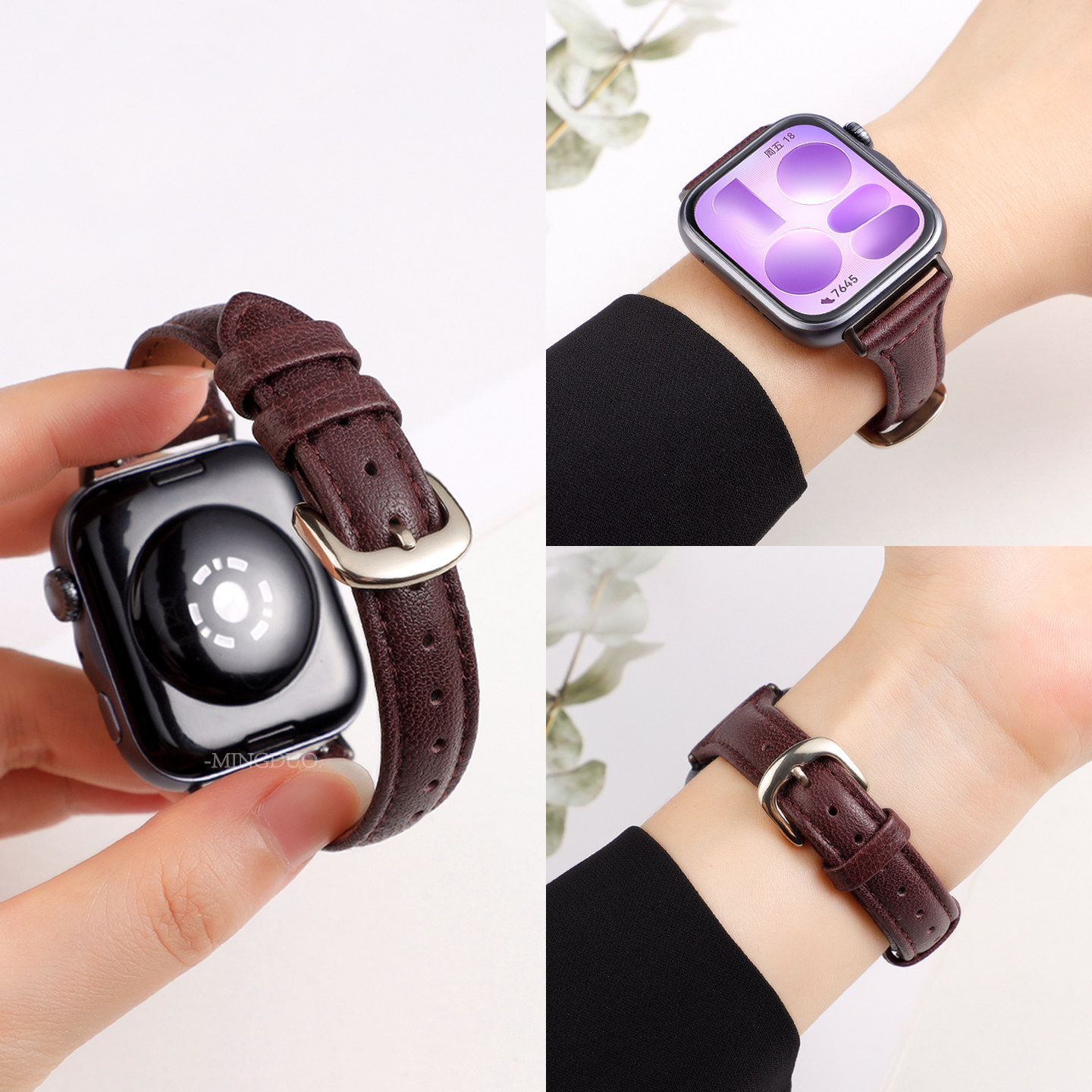 鸣铎适用华为watchFIT5表带fit4手表女款小羊皮真皮fit5pro智能腕表fit3小蛮腰秋冬新款fit5真皮细腕带替换带
