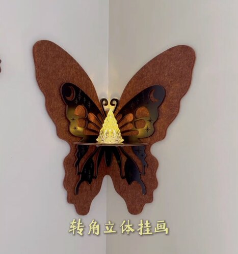 蝴蝶烛台墙角氛围布置现代简约装饰画diy立体手工免打孔高级感