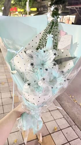 浪漫七夕贴钻百合花束diy材料包送女友闺蜜拍照道具手工仿真花礼