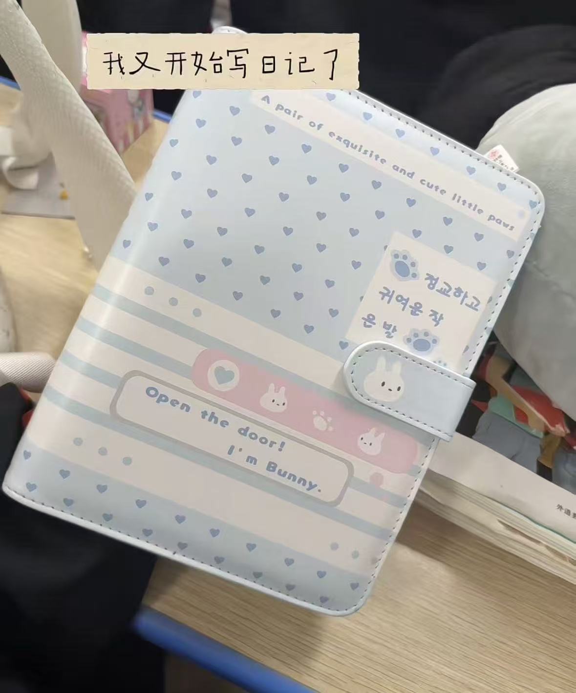 韩系奶盐萌兔A5皮质活页本可爱磁吸扣卡通软皮面硬壳错题本记事本