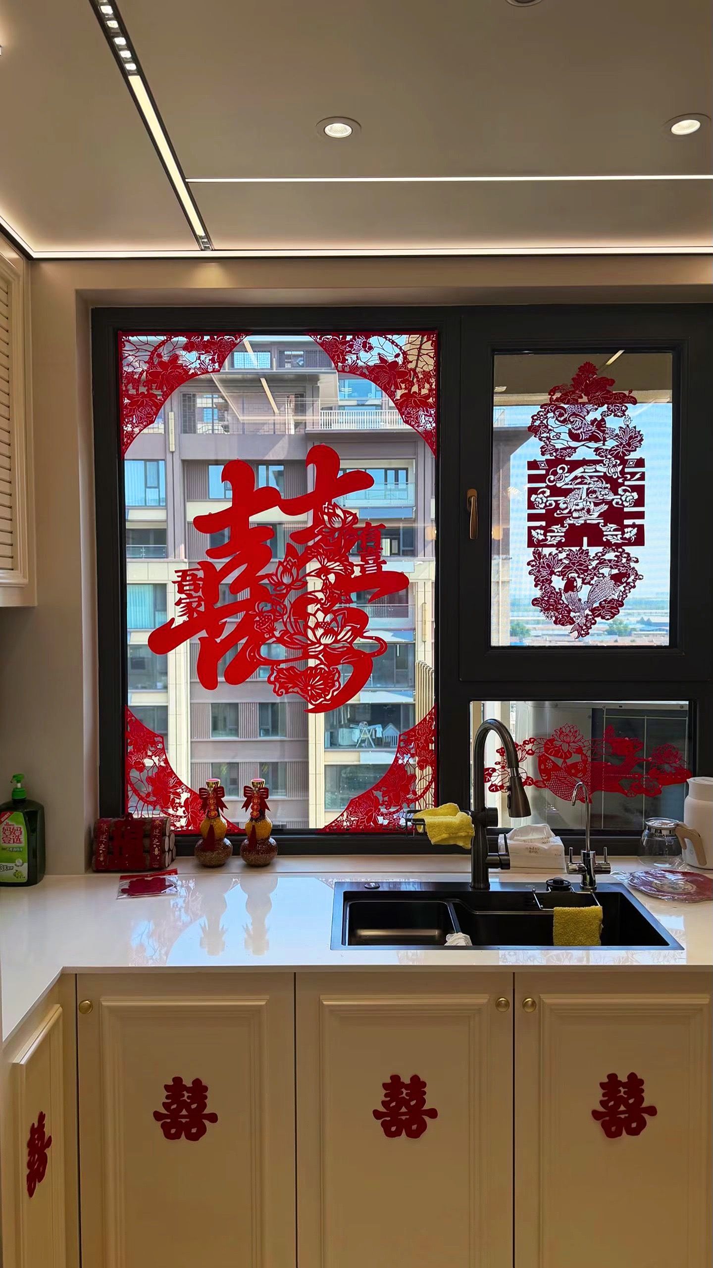 窗花剪纸新年装饰玻璃贴纸春节过年窗贴静电贴画