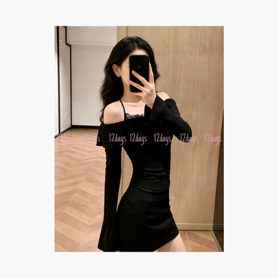 12days | 26SS ANN一字领荷叶边蕾丝吊带长袖 | A251