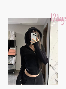 12days |【25FW】王风格字母刺绣拉链针织开衫外套 正确版| 25193