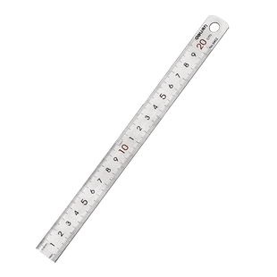 得力钢尺金属不锈钢加厚直尺一把尺寸20/30cm50厘米长尺测量高精度工程绘图尺多功能悬挂孔设计木工用铁皮尺
