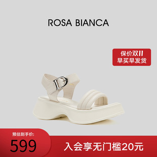 发泡厚底鞋 女2025秋新款 子 Bianca舒适软底真皮一字带凉鞋 Rosa