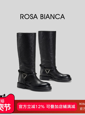 Rosa Bianca厚底增高女靴2025新款马鞍靴英伦风骑士靴长靴高筒