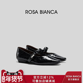 小皮鞋 Rosa 方头玛丽珍鞋 法式 Bianca复古平底浅口单鞋 2025秋新款