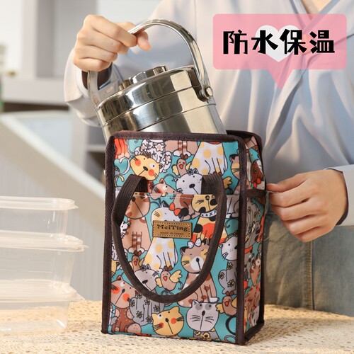 防水保温饭盒袋子手提袋铝箔加厚水杯包焖烧杯套早餐手提包便当包
