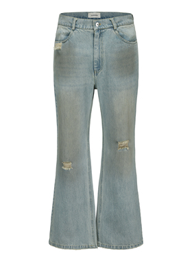 【往季少量库存清仓】做旧脏洗微喇牛仔裤