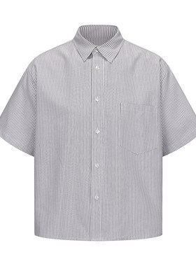 Tastemaker Striped条纹短袖衬衫休闲慵懒松弛短宽廓形质感