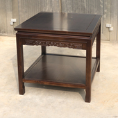 中式 正方形实木边桌榆木客厅四方小茶几边柜花架简约沙发边几角几