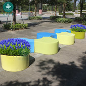 商场玻璃钢美陈休闲座椅花盆 广场公共休息等候坐凳户外公园座i.