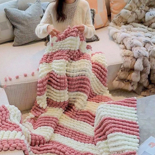 大球球线坐垫织毯子diy毛线团材料包豆豆线针织盖毯手工编织围巾