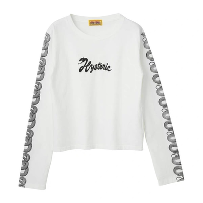 hysteric glamour 白色长袖T恤 蛇袖上衣 休闲男女同款