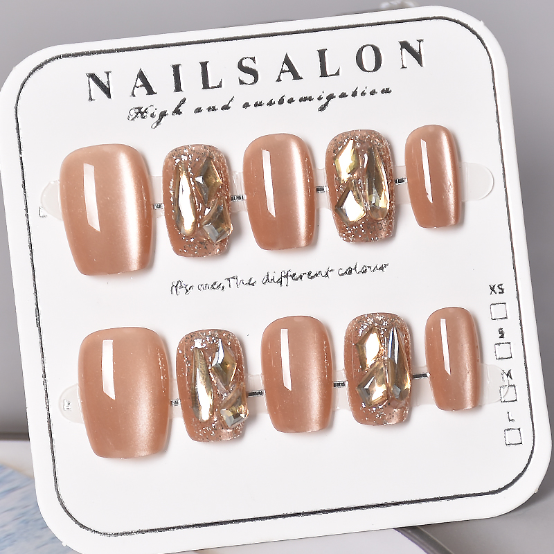 穿戴甲短款甲片指甲贴片2025新款猫眼千金超火手工穿戴款美甲网红