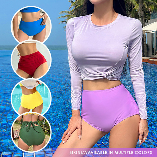 2025新款泳裤女防走光高腰三角裤遮肚单独分体游泳短裤大码比基尼