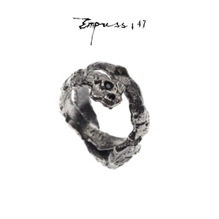 Empress47 925纯银流化肌理锆石镶嵌戒指男女情侣 原创设计品牌