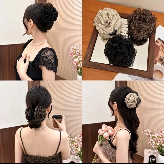 【下单立减50】波点花朵抓夹女丸子头鲨鱼夹2026新款盘发夹高级感