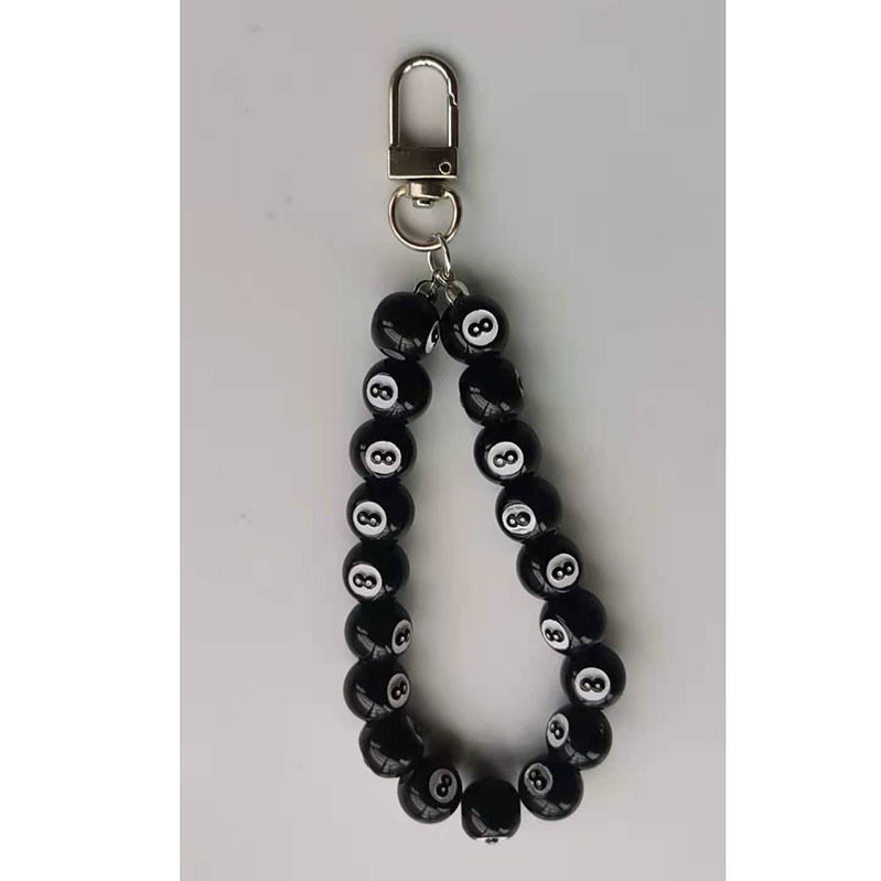 DIY台球钥匙链简约合金门扣黑挂绳ins手机链包包挂件配饰