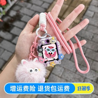 适用华为儿童手表表带5X/5Xpro挂脖绳4X/4Pro毛绒挂绳表壳3X/