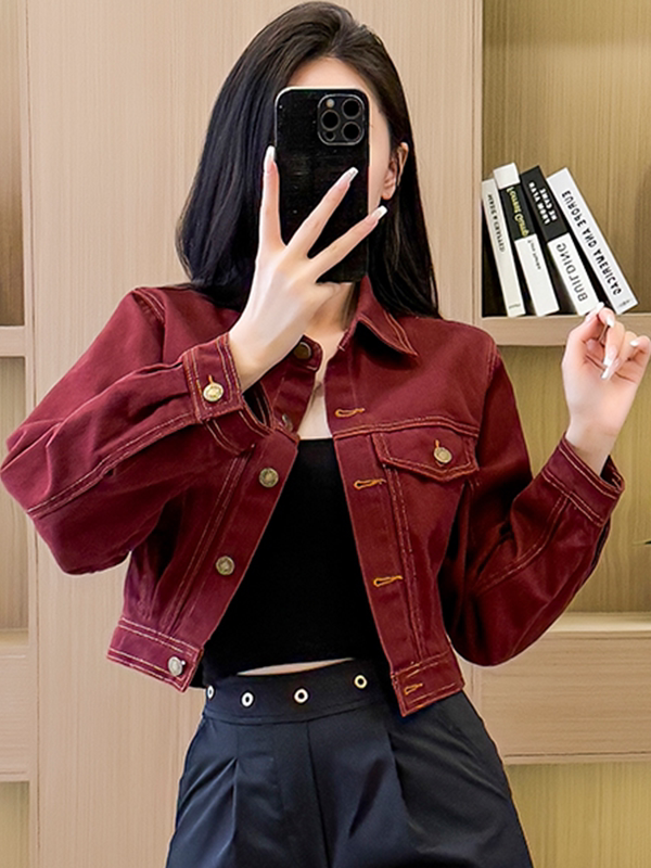 thumbnail for 2025 Early Autumn New Design Unique and Beautiful Denim Jacket for Women, Loose Casual Hong Kong Style Short Jacket Top