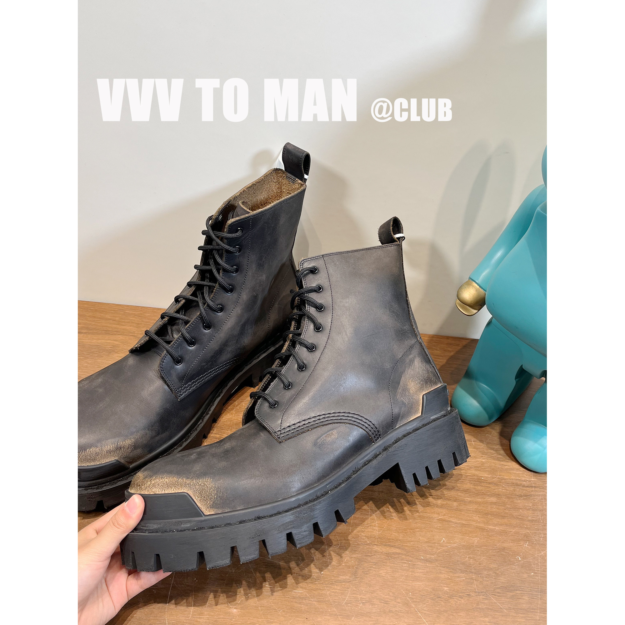 thumbnail for [Look for VVV] COMBAT STRIKE Men's Boots ~ Scrape Martin boots with thick soles to make old cowhide boots
