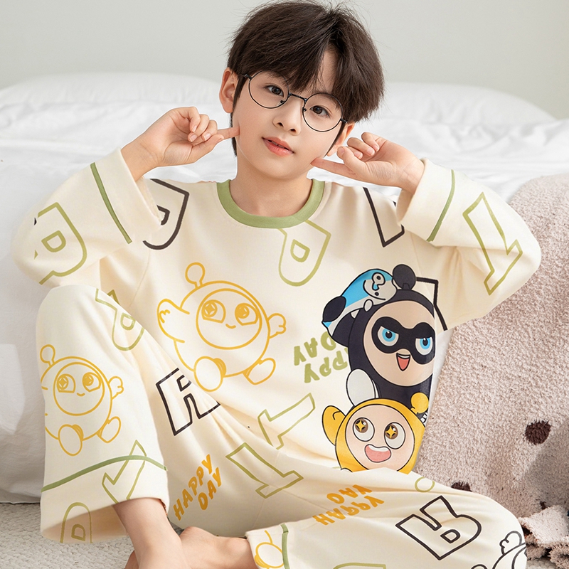 男童睡衣纯棉长袖春秋季