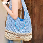 seeu珀斯海岸草编包编织包单肩包大容量通勤包度假风沙滩包托特包