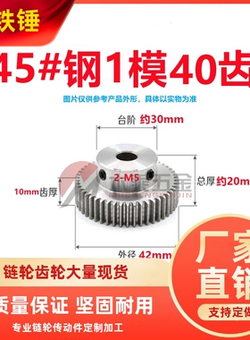45钢GEAB1.0凸台齿轮1模40齿直齿条内孔 8 10 12 15 定制VNF01