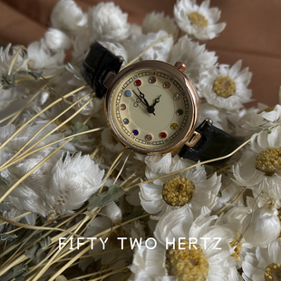 复古高级感小众轻奢皮带女学生礼物七彩诞生石手表女 52赫兹