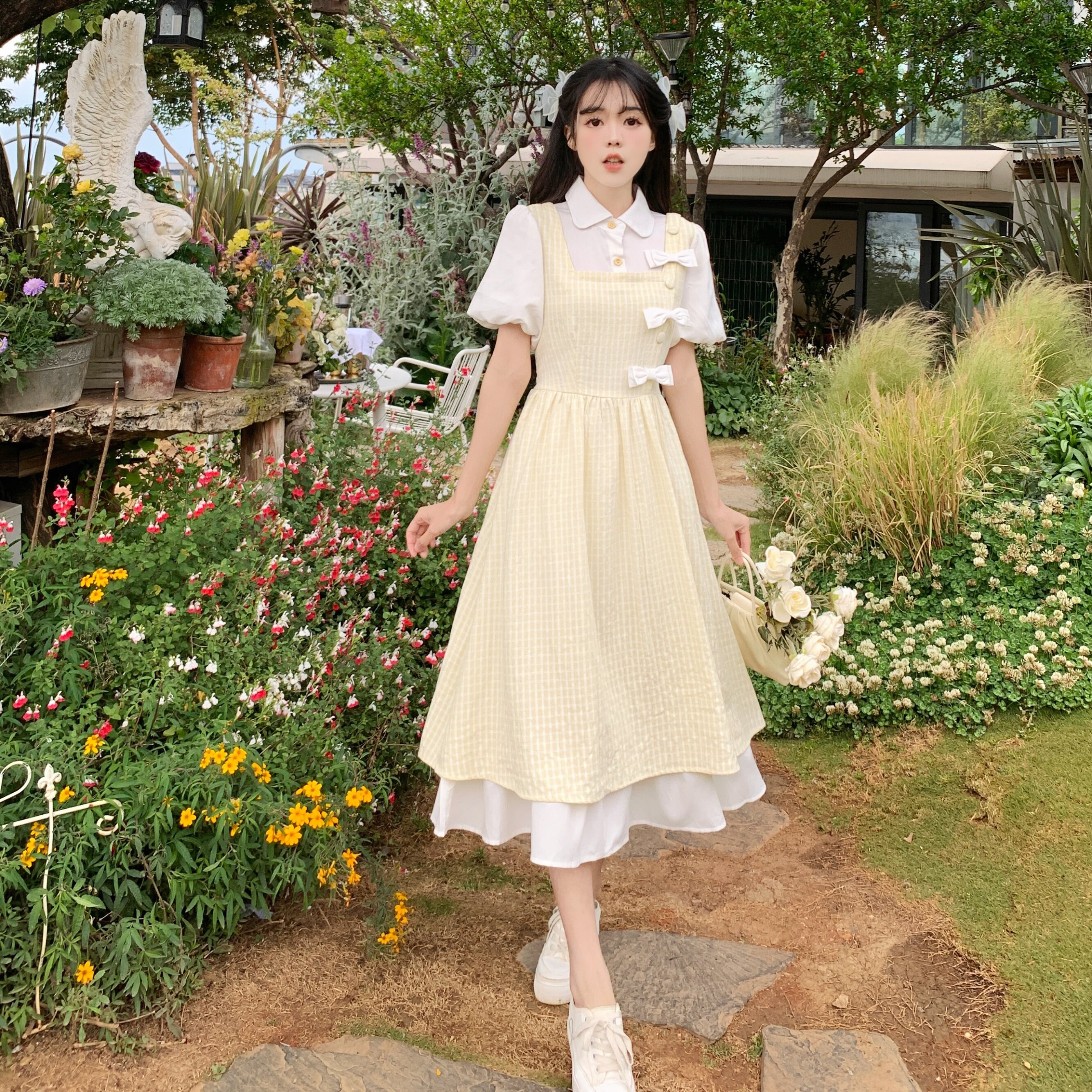 实拍~2025夏季新款大码女装学院风连衣裙森系温柔假两件超仙学生 - 淘宝联盟商品