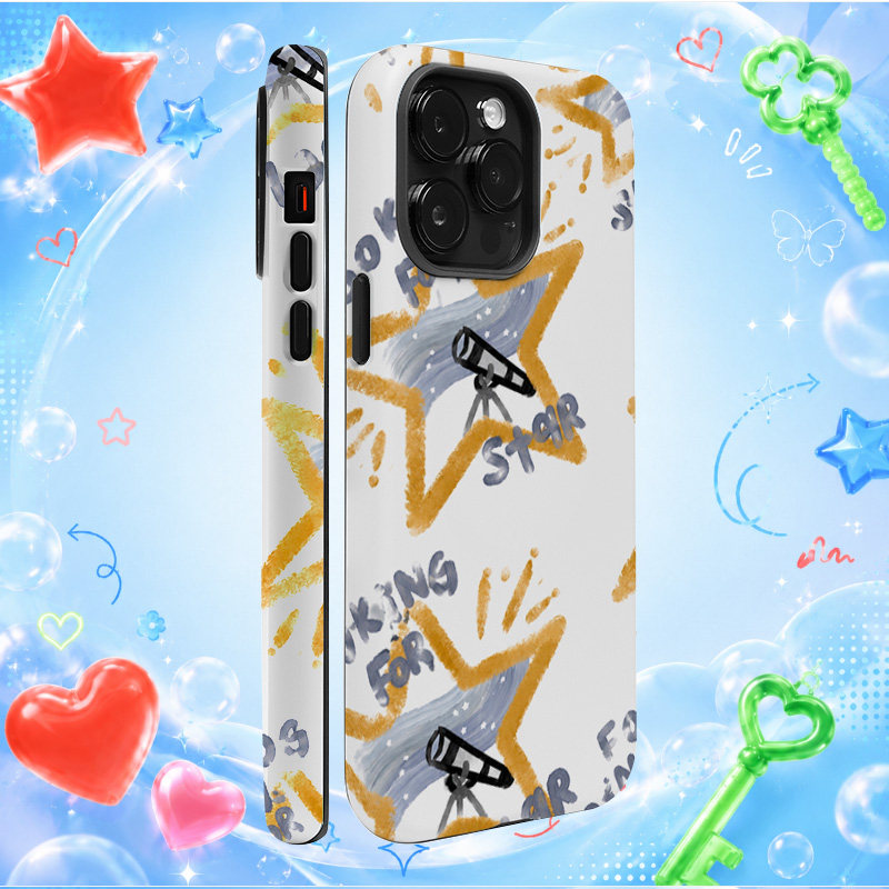 starSoyoung可爱卡通手绘星星望远镜奶油风苹果手机壳防摔iPhone手机壳时尚硅胶软壳小众创意情侣潮牌手机壳