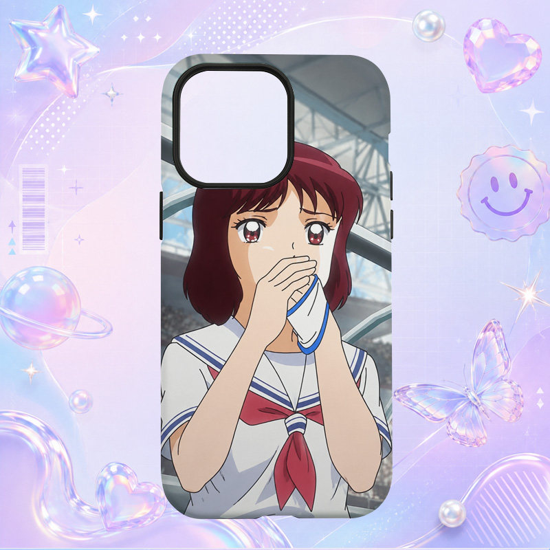 复古日系棕发水手服少女祈愿插画适用于苹果三星华为小米手机壳防摔保护套镜头全包