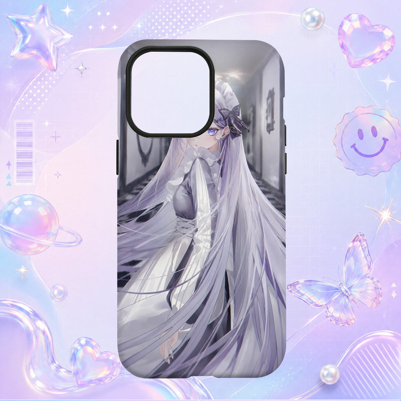 日系银发幻想风动漫少女插画适用于苹果三星华为小米手机壳防摔保护套镜头全包