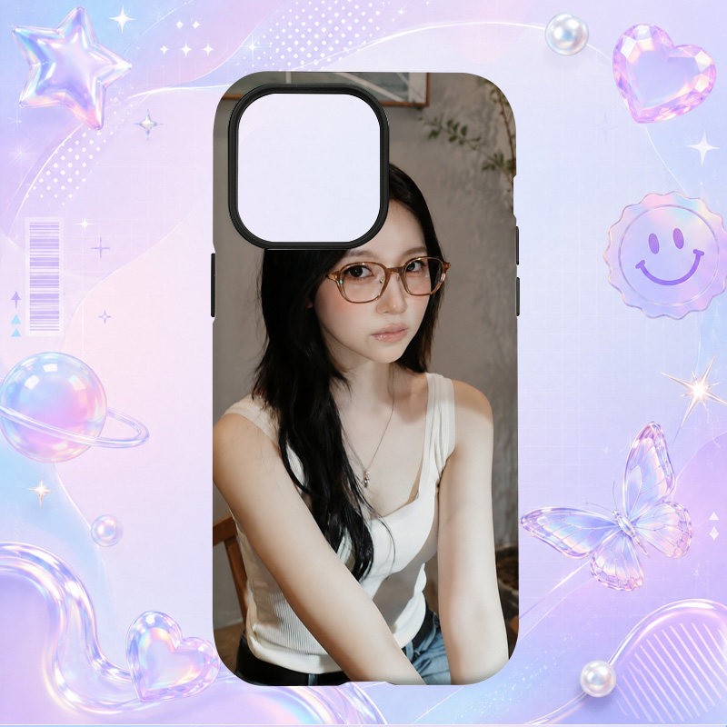 Mina黑框眼镜白色背心清新写真适用于苹果三星华为小米手机壳防摔保护套镜头全包