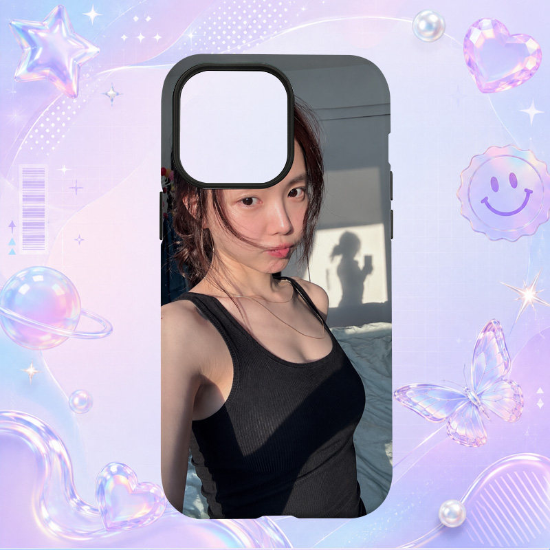 Naeun黑色吊带阳光氛围自拍写真适用于苹果三星华为小米手机壳防摔保护套镜头全包