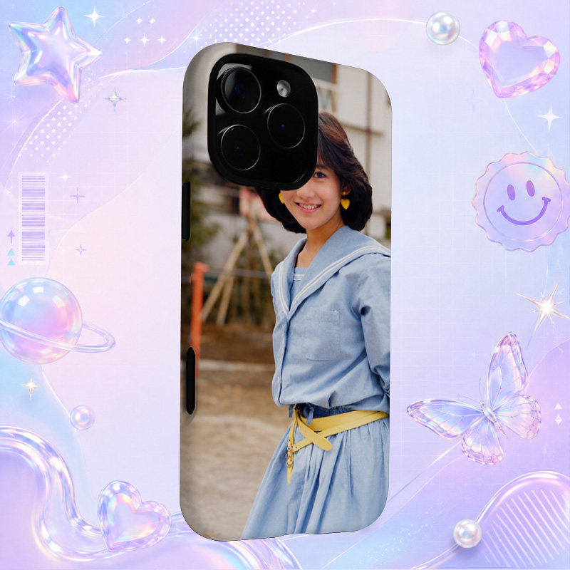 昭和日本偶像冈田有希子Yukiko Okada蓝色衬衫黄腰带写真适用于苹果三星华为小米手机壳防摔保护套镜头全包